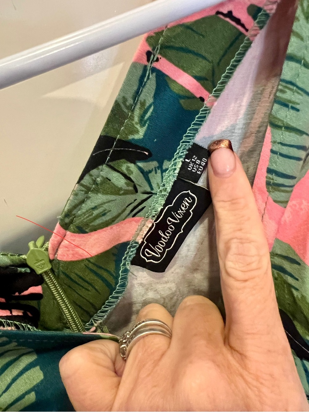 Voodoo Vixen Green & Pink Flamingo Dress